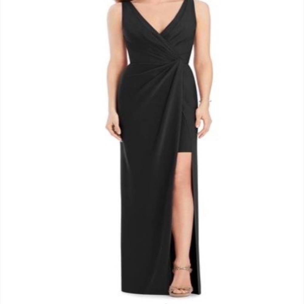 Jenny Packham V-neck Sleeveless Faux Wrap Maxi Dress With Peekaboo Mini Skirt 16